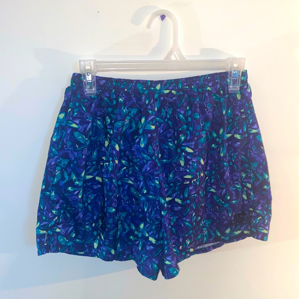 Vintage IN Sport Retro Green&Blue Patterned Running Shorts